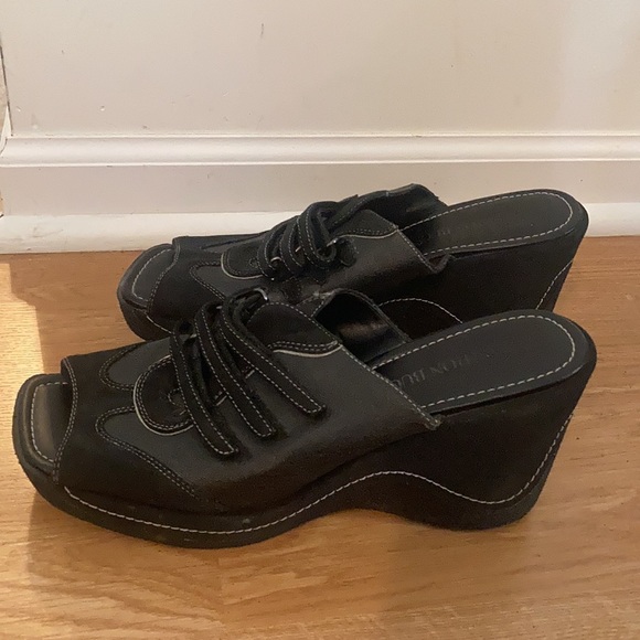 Vintage 90s Fashion Bug Sz 10 heeled open toe clog/sandals - Picture 4 of 9